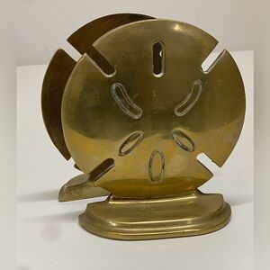 Pair of 2 Mid Century Vintage Solid Brass Sand Dollar Book Ends